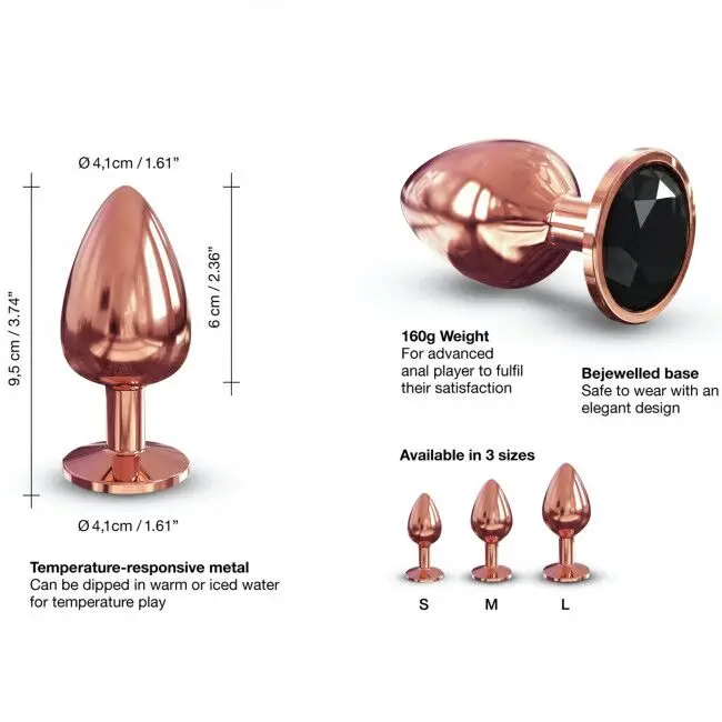 Металева анальна пробка із прикрасою у вигляді кристалу Dorcel – Diamond Plug Rose Gold