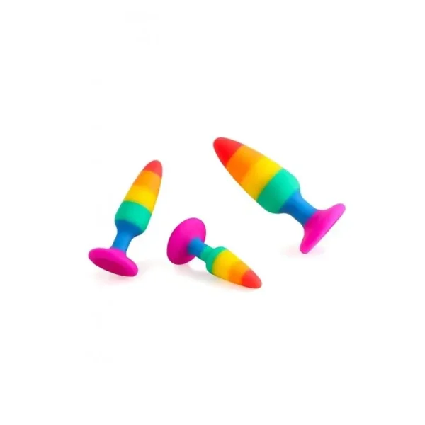 Силіконова анальна пробка Wooomy Hiperloo Silicone Rainbow Plug