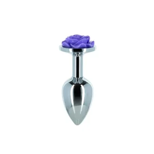 Металева анальна пробка Lux Active з трояндою – Rose Anal Plug – Purple