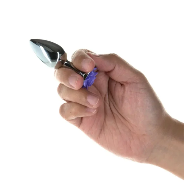 Металева анальна пробка Lux Active з трояндою – Rose Anal Plug – Purple