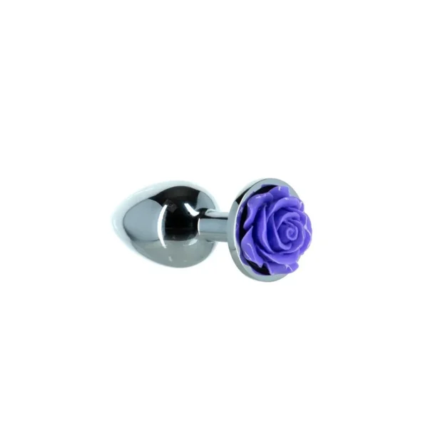 Металева анальна пробка Lux Active з трояндою – Rose Anal Plug – Purple