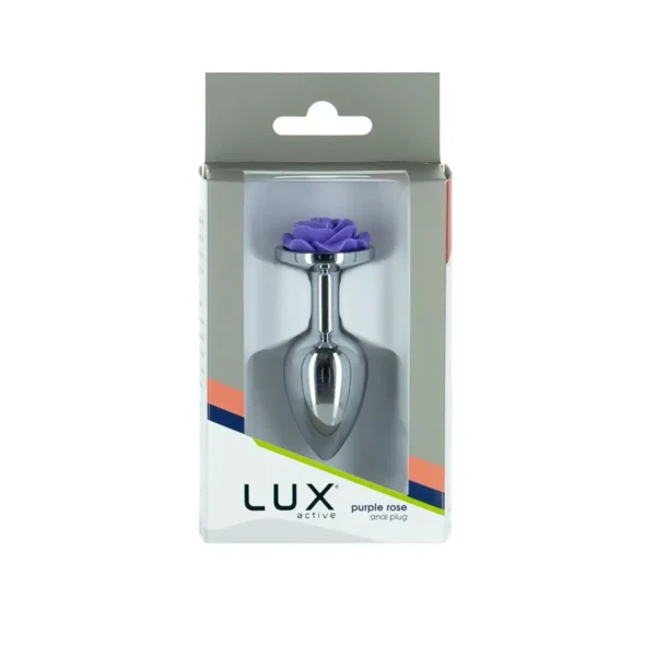 Металева анальна пробка Lux Active з трояндою – Rose Anal Plug – Purple