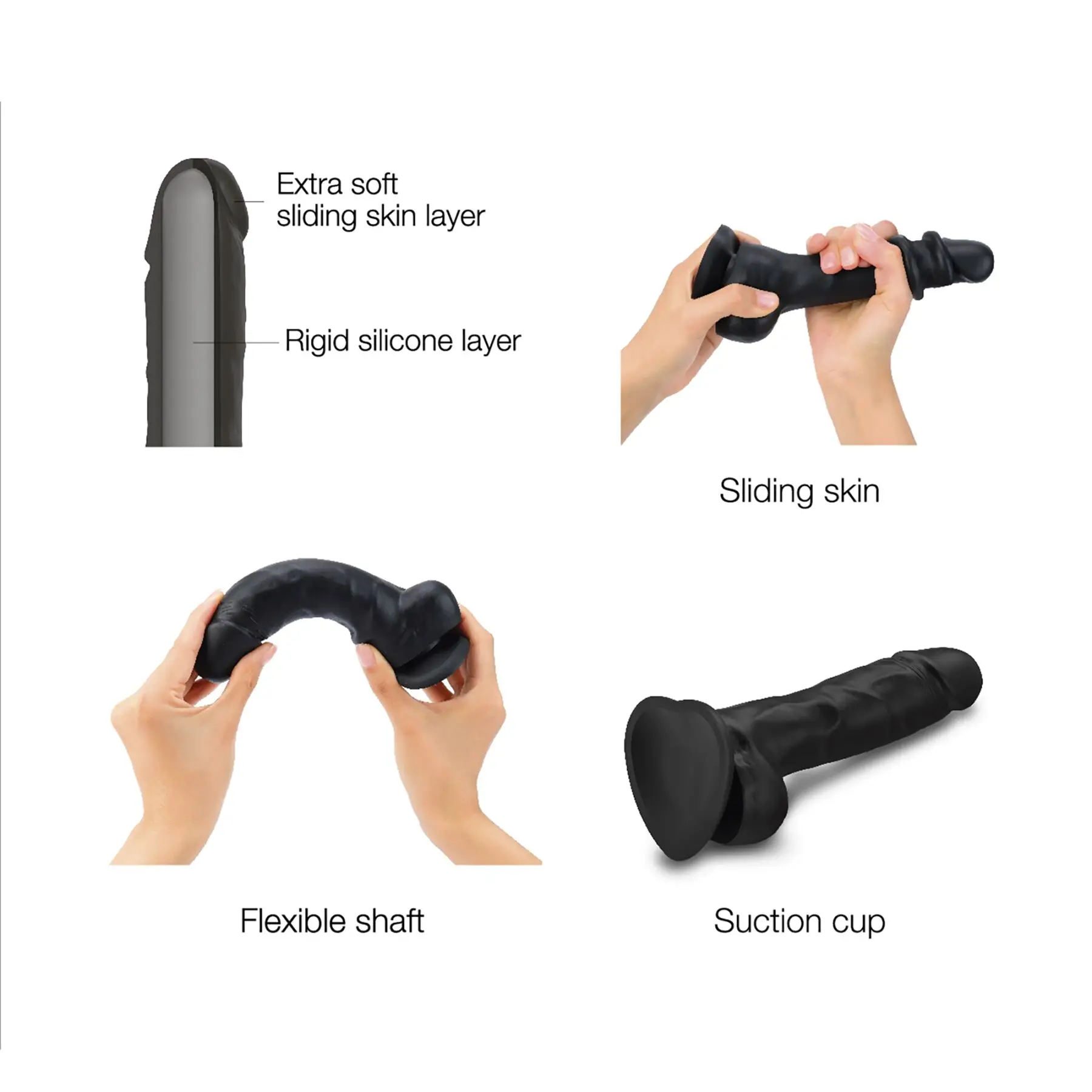 Реалістичний фалоімітатор Strap-On-Me Sliding Skin Realistic Dildo Black