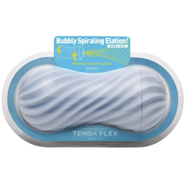 Мастурбатор Tenga FLEX Bubbly Blue зі змінною інтенсивністю, можна скручувати, вакуу