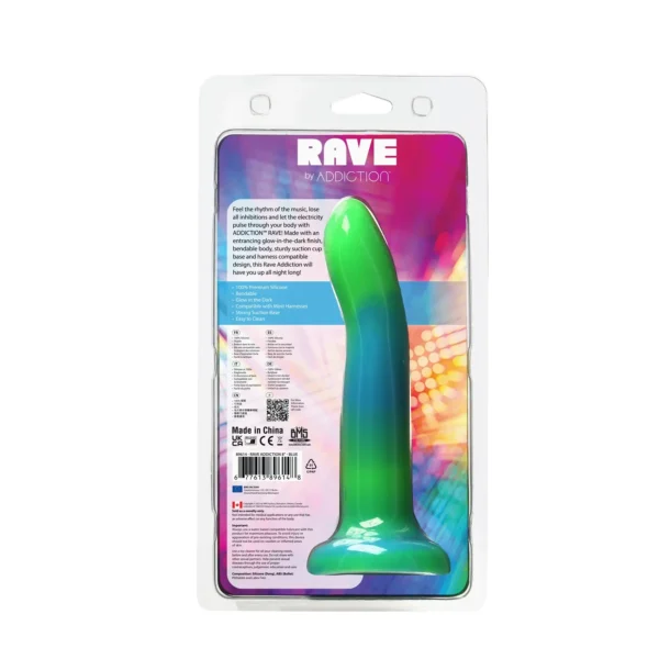 Фалоімітатор ADDICTION Rave Glow in the Dark Dildo (світиться в темряві)