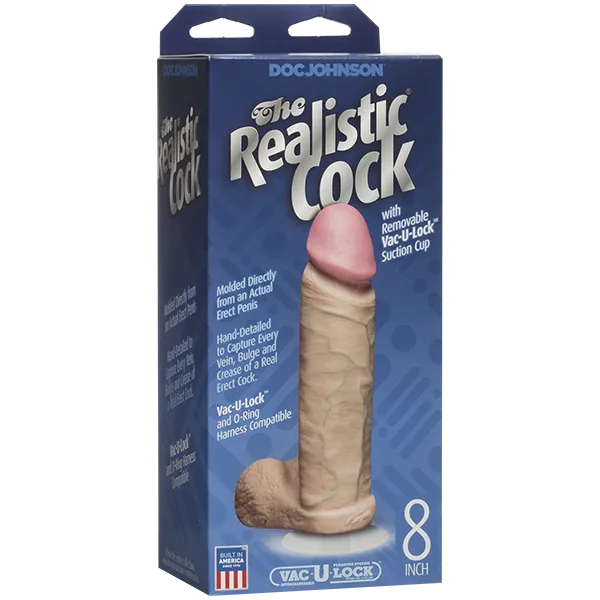 Фалоімітатор Doc Johnson The Realistic Cock White PVC, Vac-U-Lock