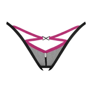 Трусики-стрінги Obsessive Novenes з відкритим доступом, сітчасті і стрепи
