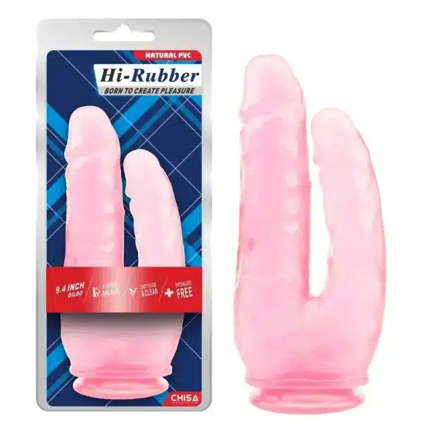 Фалоімітатор подвійний на присосці прозорий Chisa Hi-Rubber